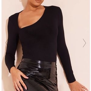 Black Asymmetrical Bodysuit